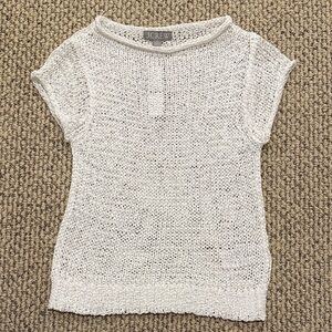 J. Crew White Knit Short-Sleeve Sweater